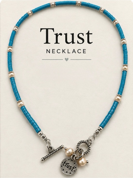 Handmade Jewelry - Token Charm Trust Turquoise Heishi & Freshwater Pearl Necklace Handmade